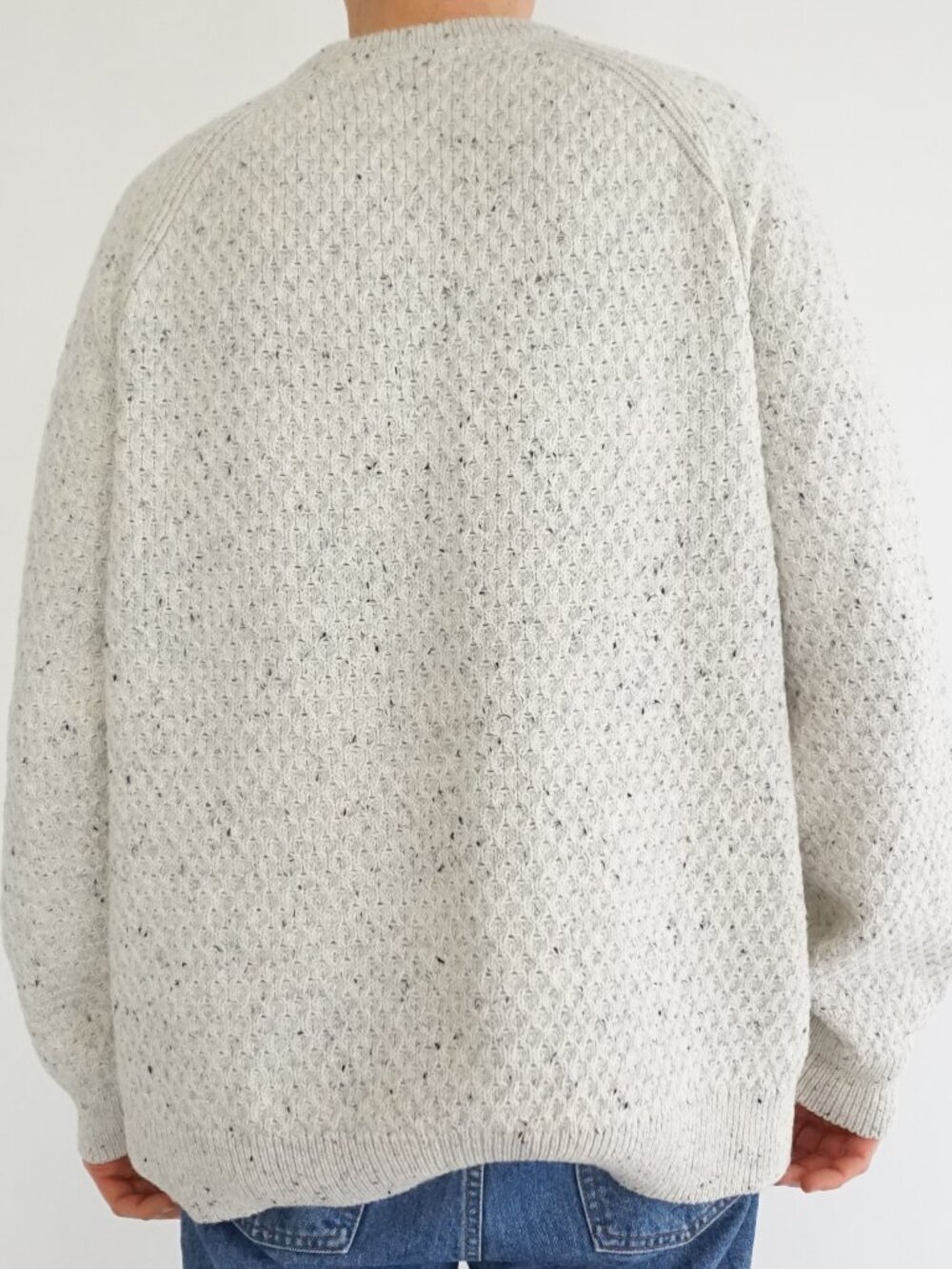 Vintage WindRiver Cream Speckled Knit Crew Neck Heavy Textured Cotton Sweater XL - Picture 2 of 10